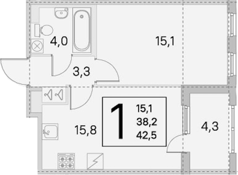 Квартира студия 25 м², 5/5 эт., ЖК «ЮгТаун. Олимпийские кварталы»